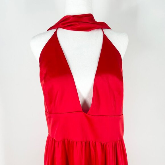 NWT Alice & Olivia Hannah Halter Scarf Maxi Dress in Bright Ruby - Picture 5 of 11